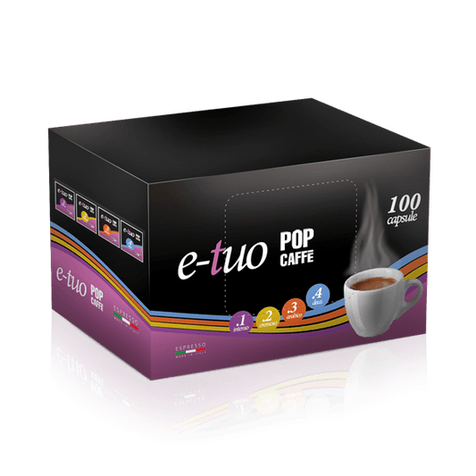 Pop Caffè Capsule E-Tuo; Miscela Decisa 100 Capsule compatibili;Coop Fiorfiore ,Lui Espresso e Aroma Vero (Copia)