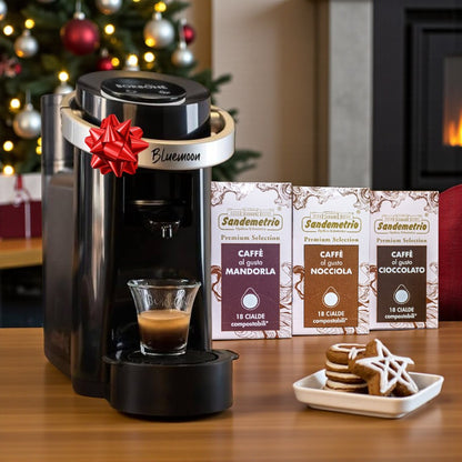 Box Regalo Macchina Caffè Blue Moon Borbone con Cialde Sandemetrio Compatibili