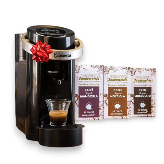 Box Regalo Macchina Caffè Blue Moon Borbone con Cialde Sandemetrio Compatibili