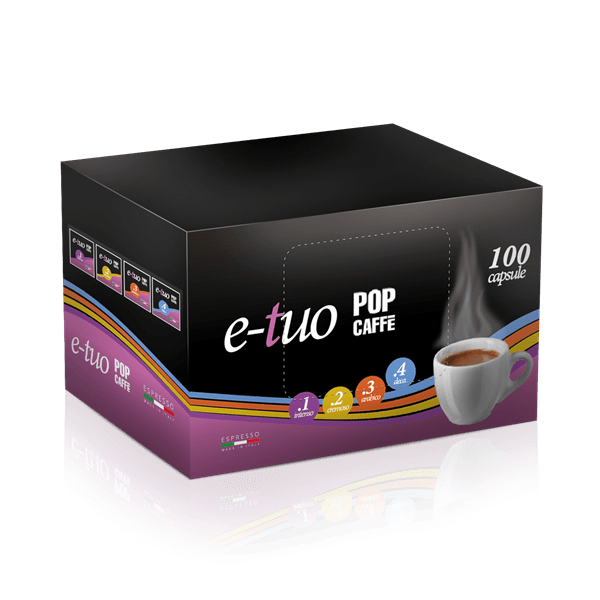Pop Caffè Capsule E-Tuo; Miscela  Decisa 100 Capsule compatibili;Coop Fiorfiore ,Lui Espresso e Aroma Vero (Copia)