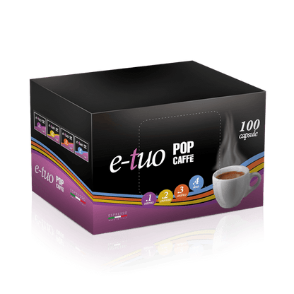 Pop Caffè Capsule E-Tuo; Miscela  Decisa 100 Capsule compatibili;Coop Fiorfiore ,Lui Espresso e Aroma Vero (Copia)